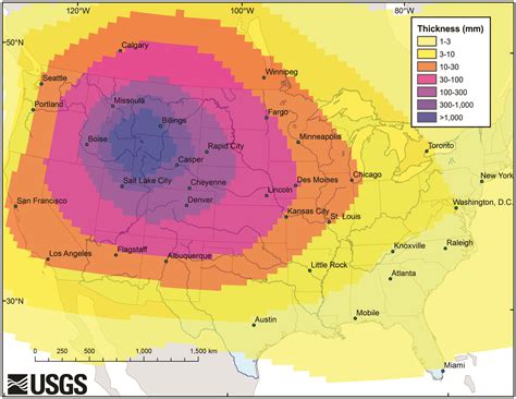 yellowstone super volcano ash map